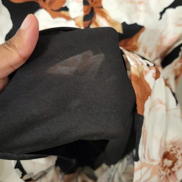 Express Floral Cream and Brown Linen Blend  Bodycon Sleeveless Dress. Size M - Picture 12 of 14